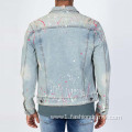 Custom Hand Painted Splash-Ink Men'S Denim Jacket